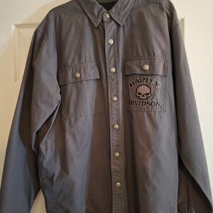Harley Davidson Gray Button-Up Shirt